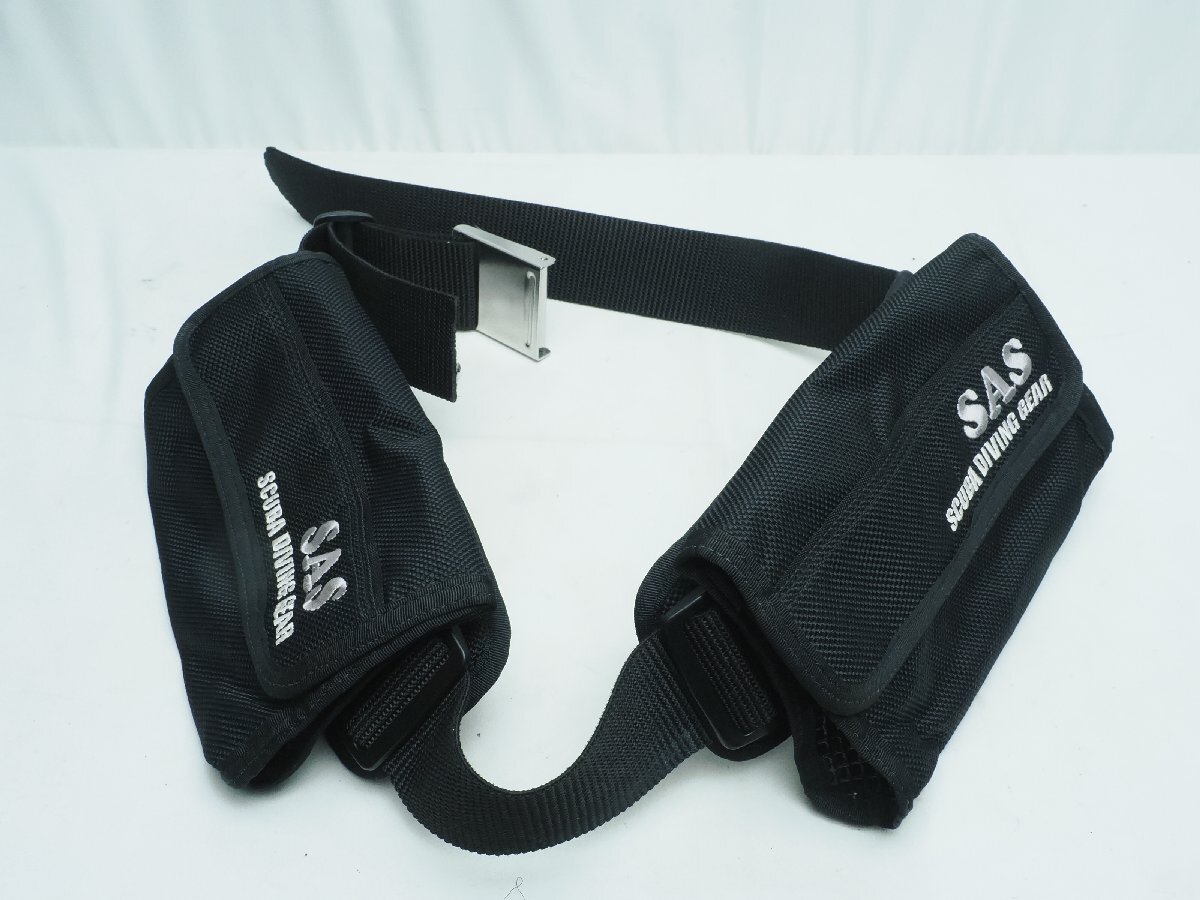 SAS エスエーエス ポケット付ウエイトベルト 2ポケット ステンレスバックル付き 全長:135cm ブラック ランク:AA ダイビング用品 [LL-66406]
