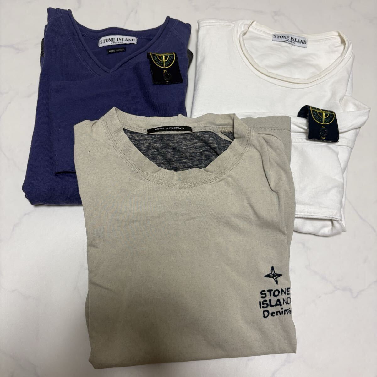 STONE ISLAND ストーンアイランド　ワッペン　コンパスロゴ　 クルーネック 半袖 Tシャツ　トレーナー　Vネック　3点セット　まとめ