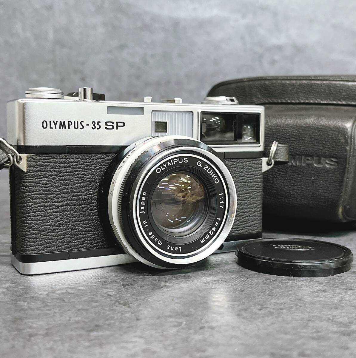 外観比較的良品 オリンパス-35 SP レンジファインダー フィルムカメラ 純正レザーケース付き 