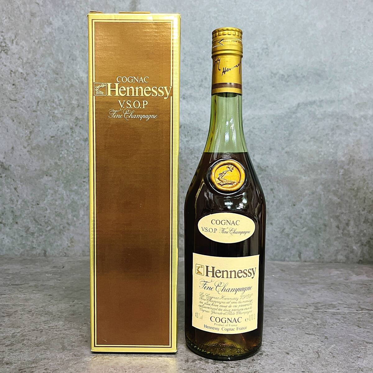 2：良品 未開栓 ヘネシー VSOP フィーヌ シャンパーニュ スリムボトル グリーンボトル コニャック ブランデー 700ml 40% 箱付 