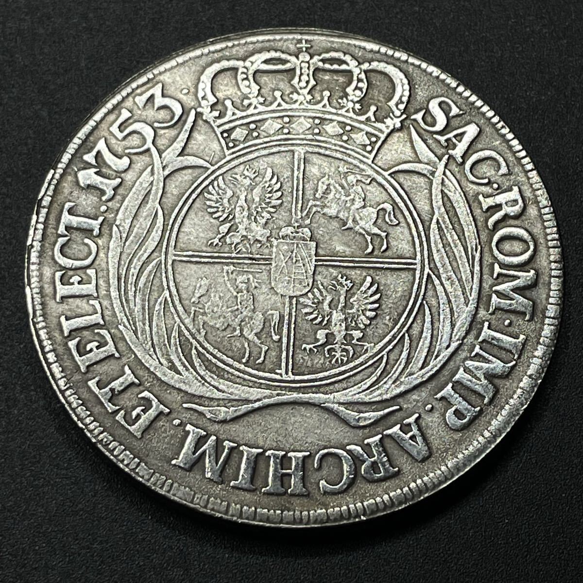 古銭 ポーランド アウグスト3世 1753年 サクソン・ポーランド共君連合 四分割の紋章 硬貨 銀貨 貨 記念幣 コレクション コイン