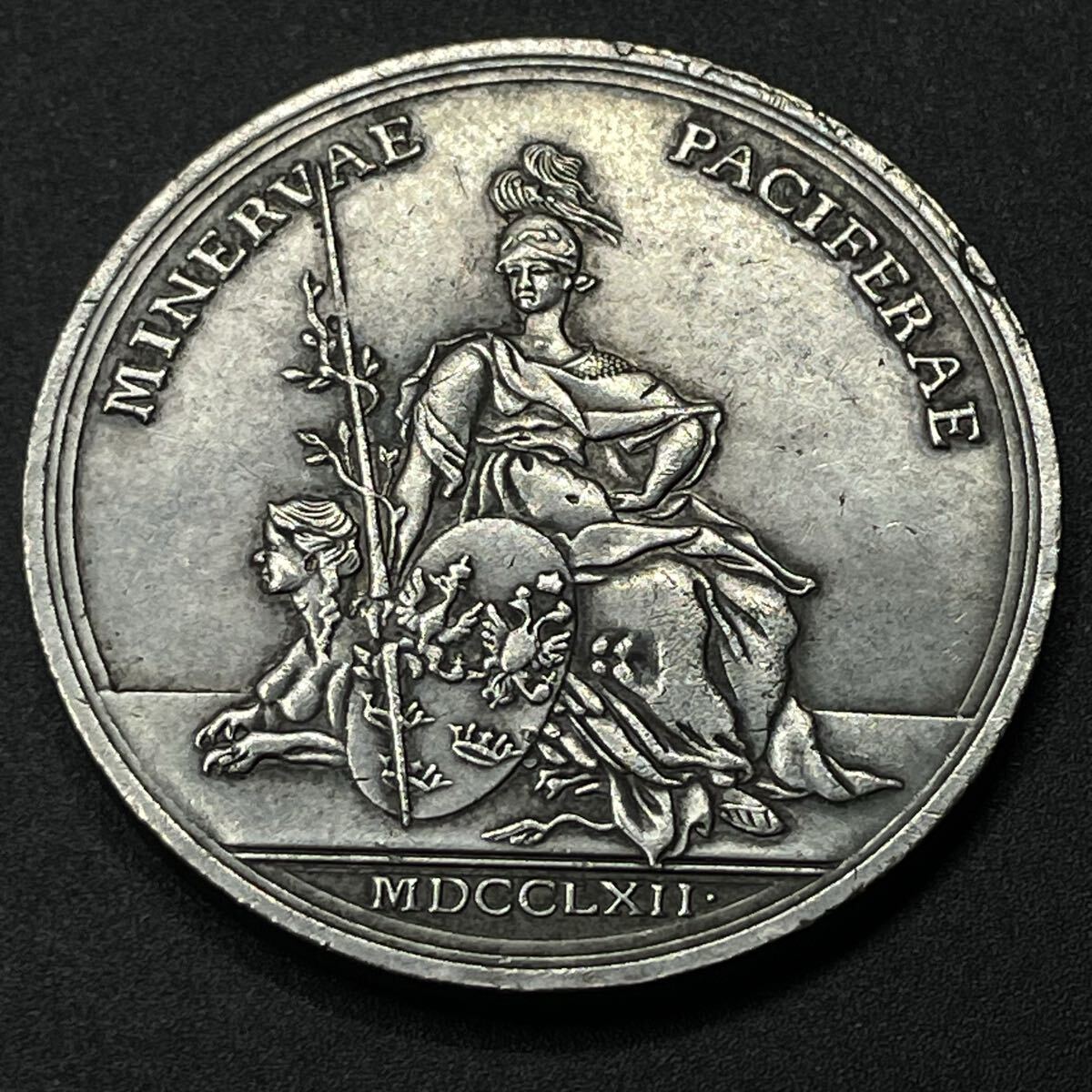 古銭 ロシア プルシャ ピョートル3世 フリードリヒ2世 1762年 サンクトペテルブルク条約 和平記念 ミネルヴァ 硬貨 銀貨 コイン