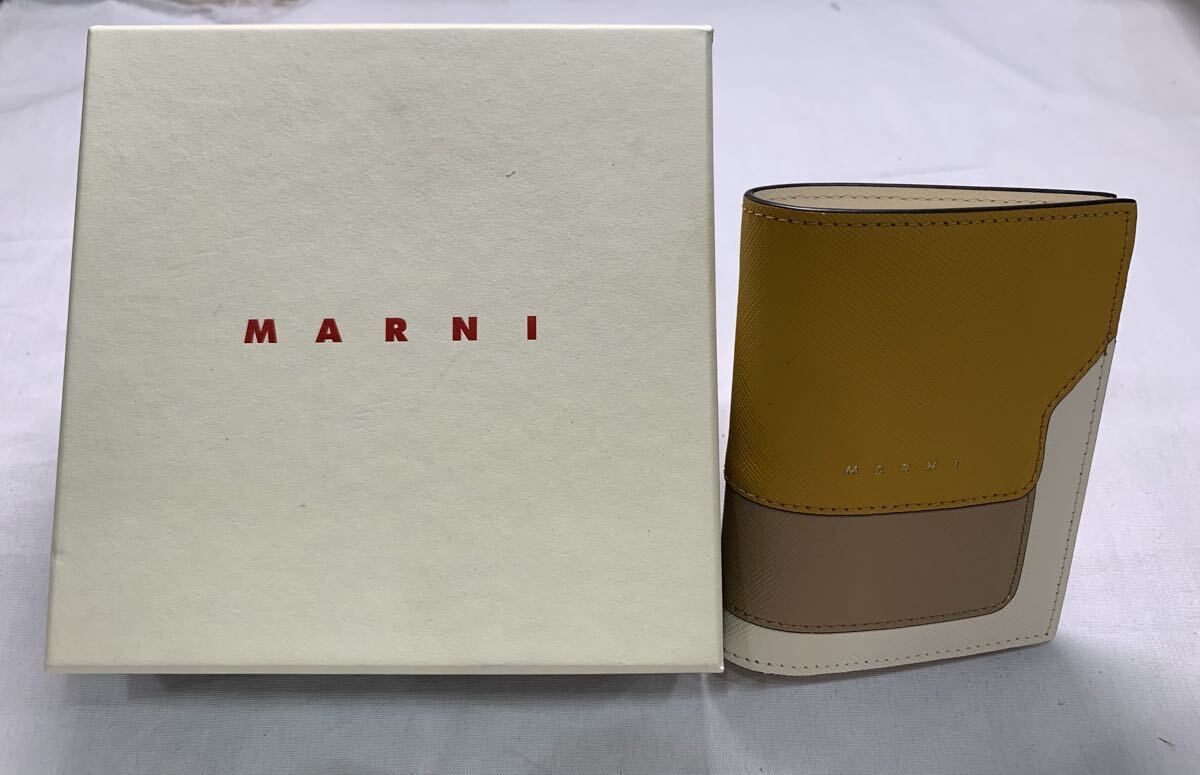 【美品】MARNI BI.FOLD WALLET 折りたたみ財布 レザー レディース 1円〜【463-A.TK】