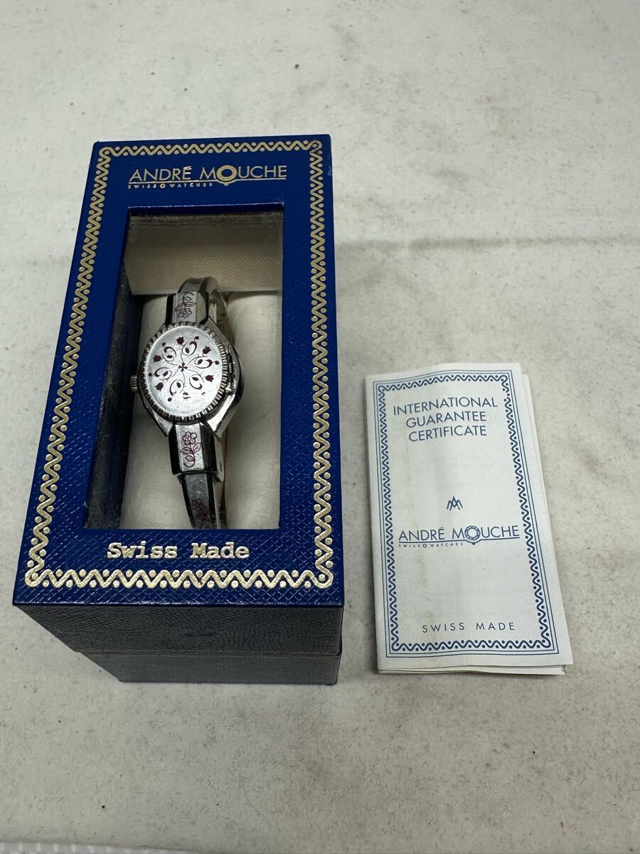 【箱あり】ANDRE MOUCHE/アンドレムッシュ エレガンス アンティーク調 バングルウォッチ ジャンク品 1円〜【L339.YUB】 