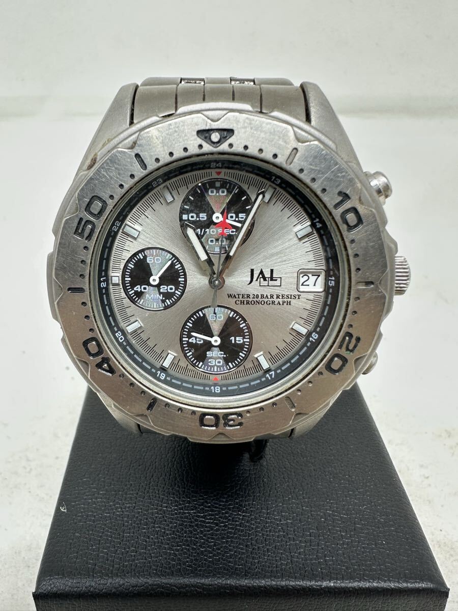 SEIKO/セイコー JAL（日本航空）限定コラボモデル V657-0B50 クォーツ・クロノグラフ腕時計 ジャンク品 1円〜【L362.YUB】 