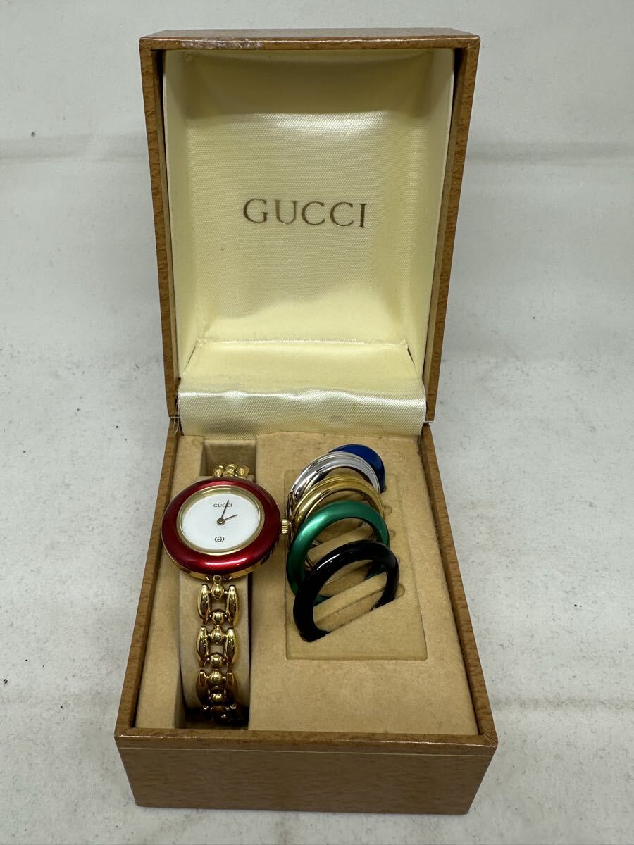 【稼働品 替えベゼル&箱あり】GUCCI/グッチ チェンジベゼル 1100-L ヴィンテージ腕時計 1円〜【L370.YUB】 