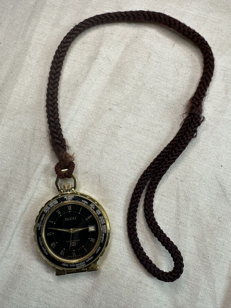 GUCCI/グッチ オールドグッチ ワールドタイムトラベル アラームウォッチ クォーツ懐中時計 1円〜【L381.YUB】 