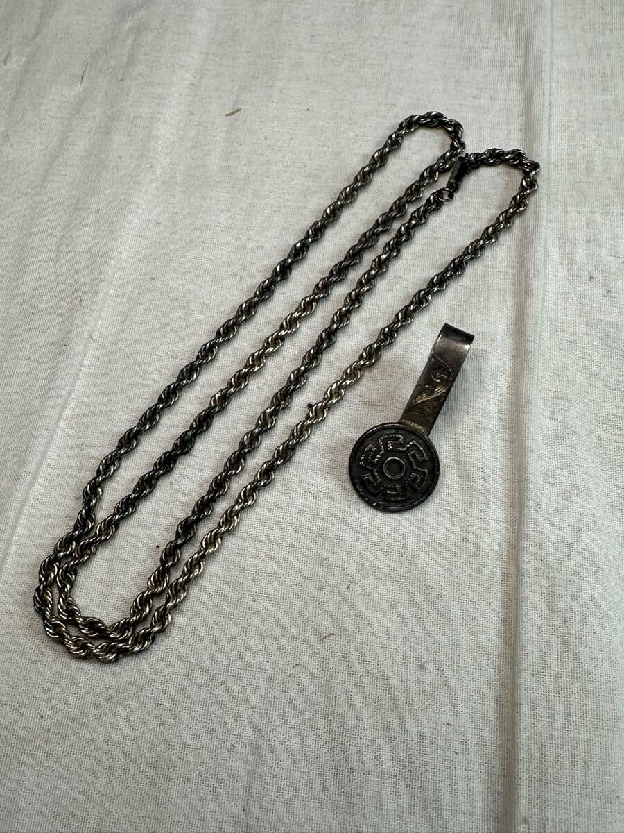 【SV925刻印あり】メーカー不明 シルバーアクセサリー 2点セット ネックレス & ネクタイピン 1円〜【L462.YUB】 