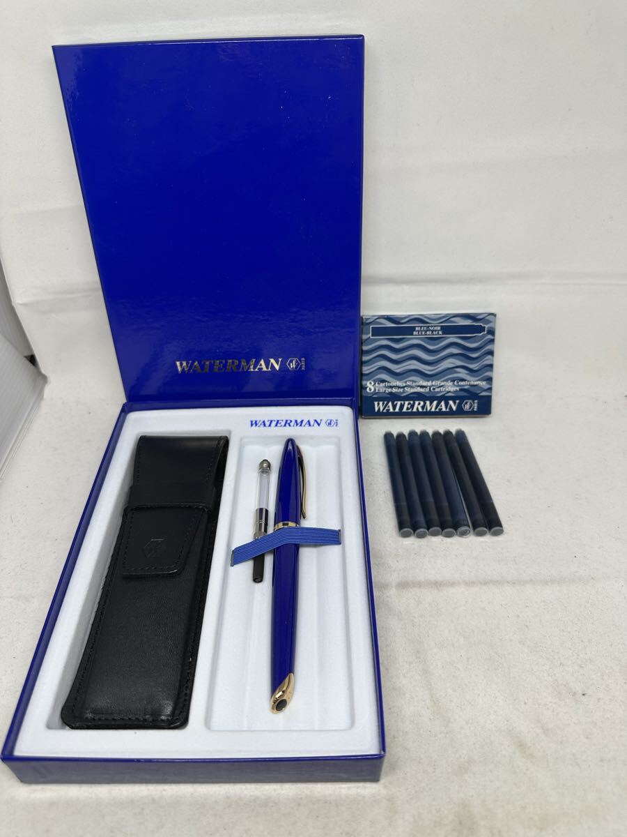 【筆先18K刻印&付属品あり】WATERMAN/ウォーターマン ディープブルーカラー 万年筆 ※替え芯付き 1円〜【L484.YUB】 