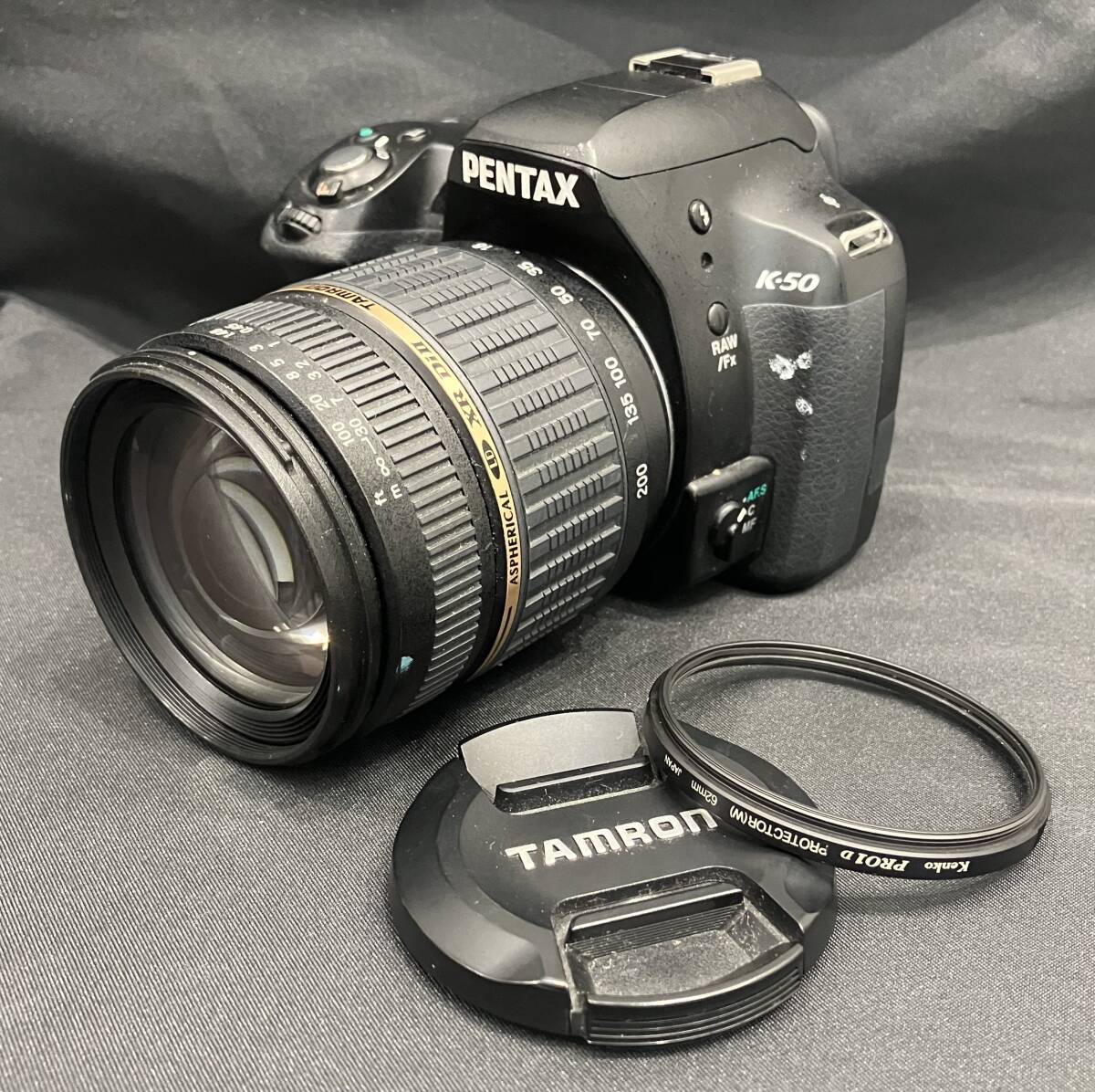 #19132【通電確認 1円出品】PENTAX ペンタックス K-50 SR ボディ TAMRON XR DiⅡ 18-200㎜ F/3.5-6.3(IF)レンズ カメラ 一眼