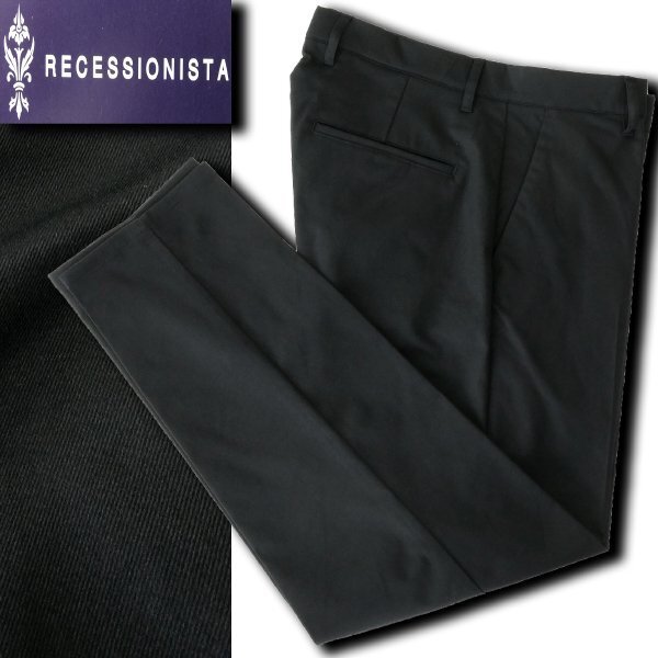 新品 リセッショニスタ ストレッチ 高密度 ツイル パンツ L 黒 【822729_0_L/70】 RECESSIONISTA 洗濯可 コットンライク トラウザーズ