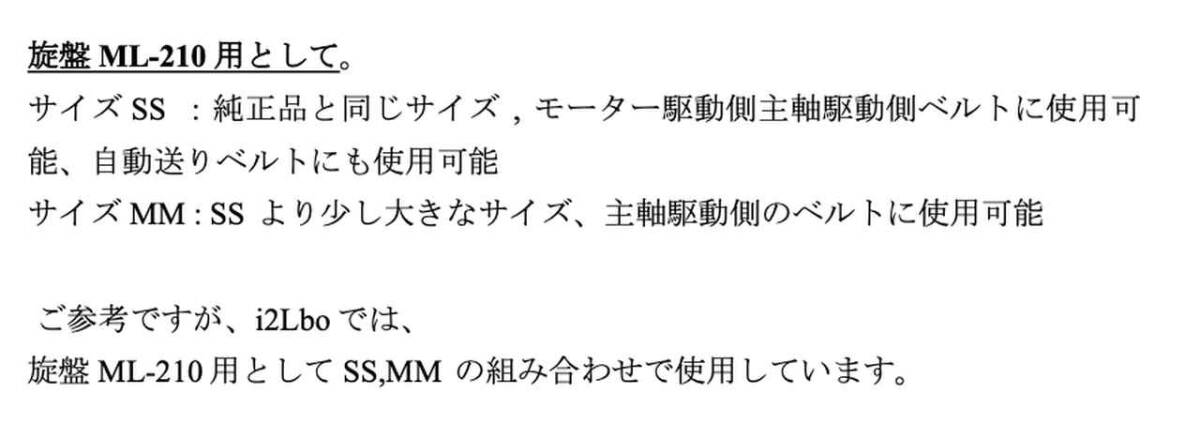 #21088261 サカイ ML-201 旋盤用　丸ベルト　２本セット　(社外品）