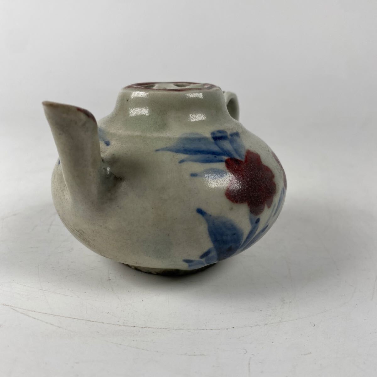 朝鮮古美術　李朝　染付　辰砂　草花　水注　急須　茶道具　煎茶　時代　唐物　酒器　茶器　骨董品　古美術品　中国古玩【628】