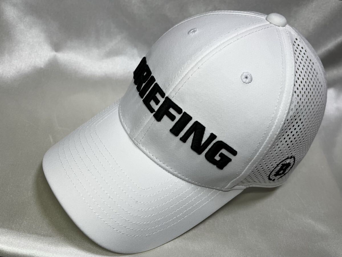 美品 正規品 BRIEFING GOLF ブリーフィング ゴルフ キャップ 帽子 メッシュ 半メッシュ パンチングメッシュ ホワイト