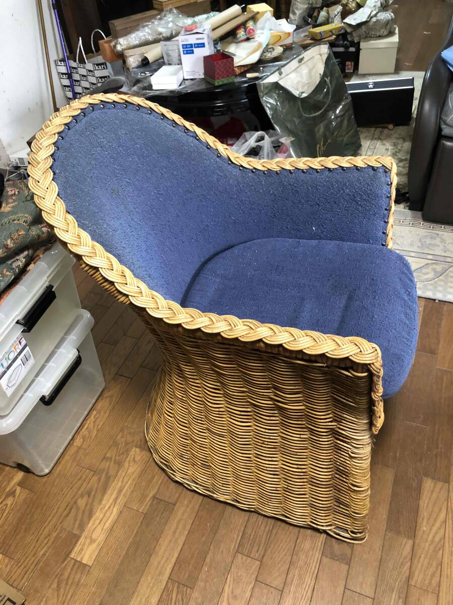 【CASABLANCA】カサブランカ ラタン 1人掛けソファ B（籐家具 アジアン モダン リゾート）【現状品】※もう一脚（A）も出品中です。