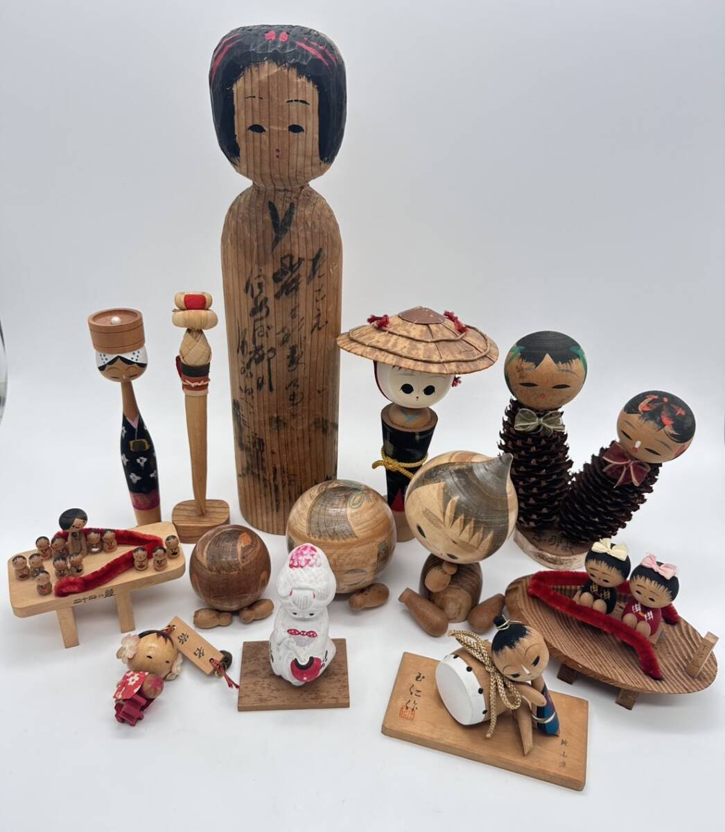 TKKK こけし まとめ お宝 伝統工芸 日本人形 インテリア 和風 置物 木製 創作物 民芸品 アンティーク ビンテージ