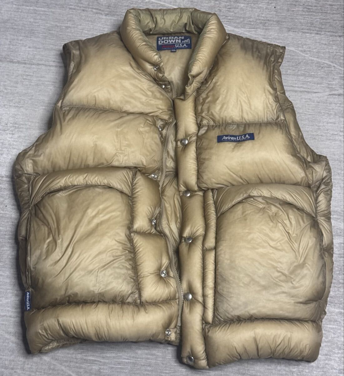 AVIREX URBAN DOWN USA ダウンベスト XXL ベージュ