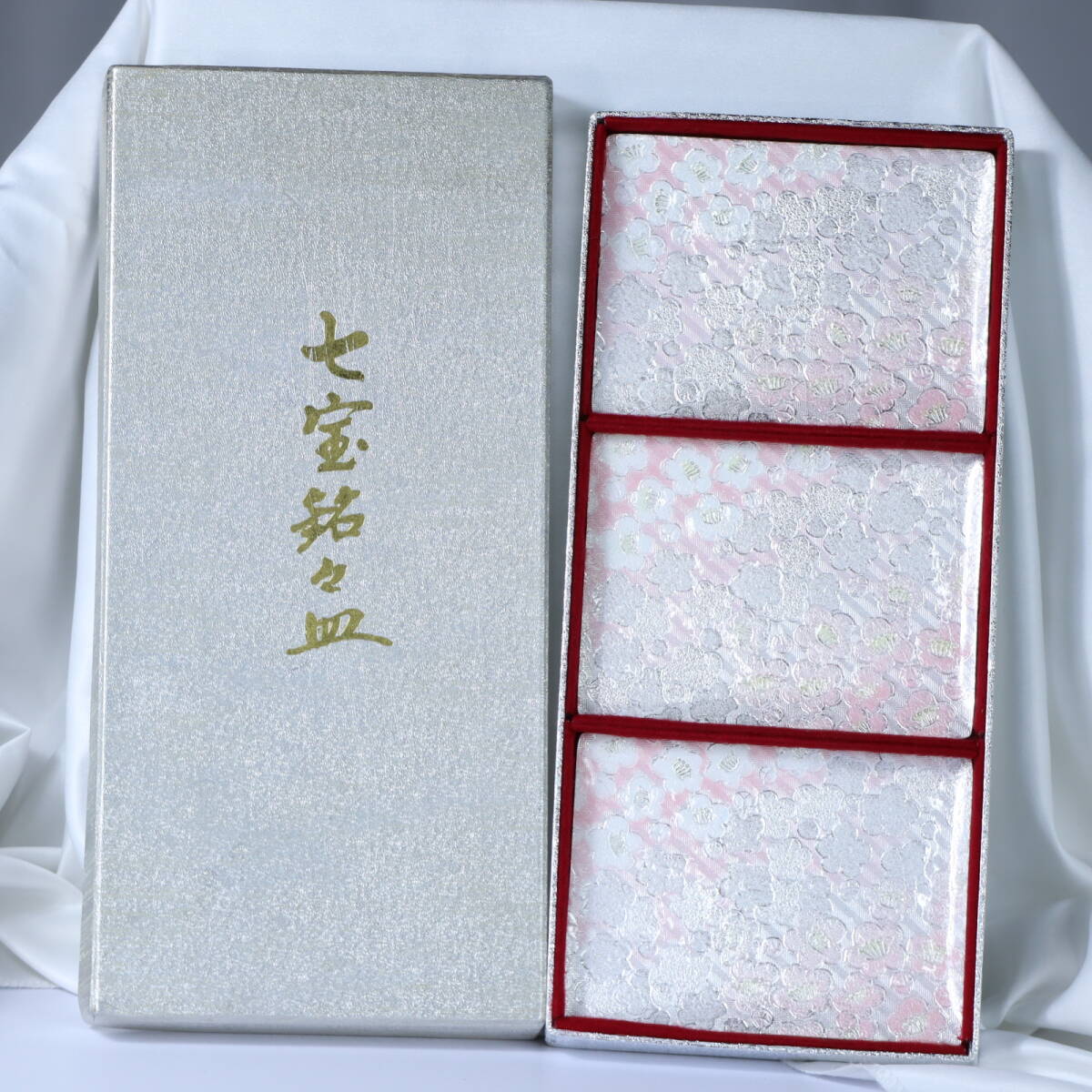 七宝焼 銘々皿 3枚セット 花柄 小皿 菓子皿 茶道具 和食器 伝統工芸 高級 骨董 取り皿