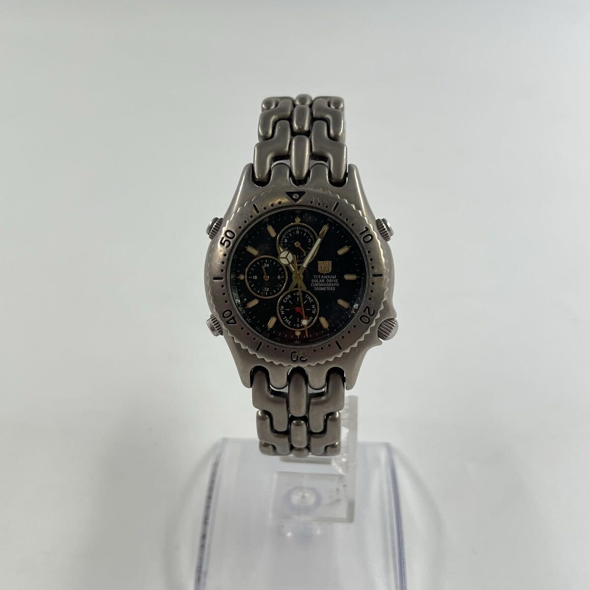 H5【1円〜スタート！説明必読 直接引取無】ELGIN エルジン チタニウムソーラー FK-1091-C クロノグラフ