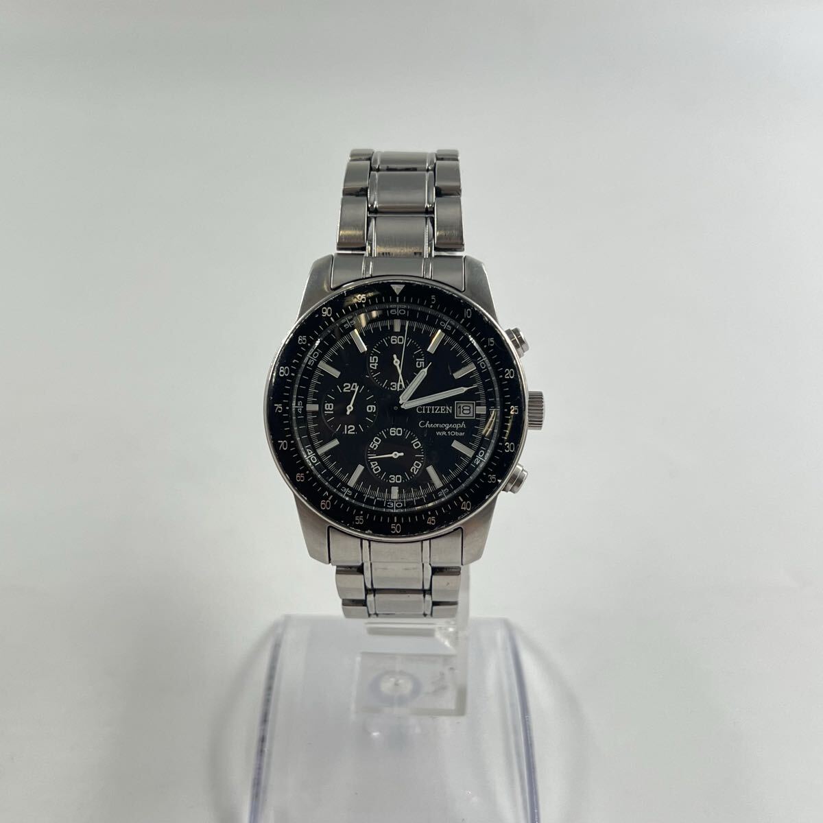 N5【1円〜スタート！説明必読 直接引取無】CITIZEN シチズン クロノグラフ クォーツ 0610-K005116 10 bar デイト