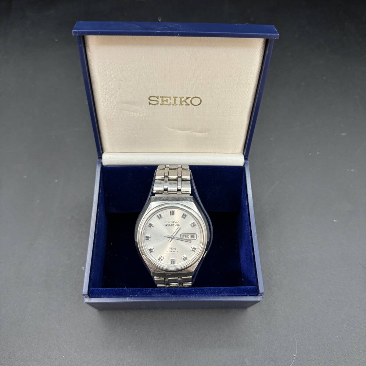 現状稼働【SEIKO】 セイコー 5 ACTUS SS 23JEWELS 6106-8680 シルバー文字盤 自動巻 デイデイト　西日本鉄道　記念　TNG