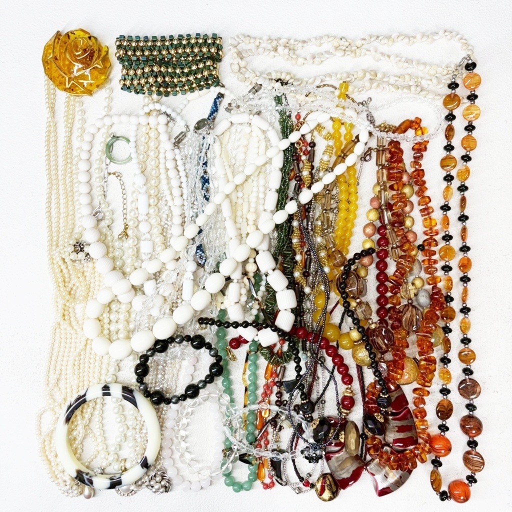 【CO145-26】アクセサリー まとめ 総重量 1,160g ネックレス ブレスレット ブローチ 天然石 パール パワーストーン 卸 レディース