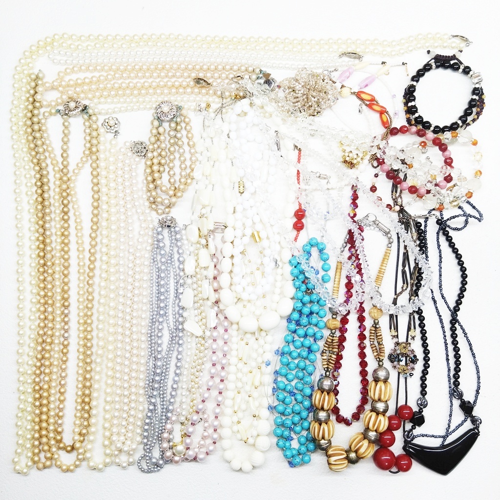 【CO145-35】アクセサリー まとめ 総重量 1,110g ネックレス ブレスレット ブローチ 天然石 パール パワーストーン 卸 レディース