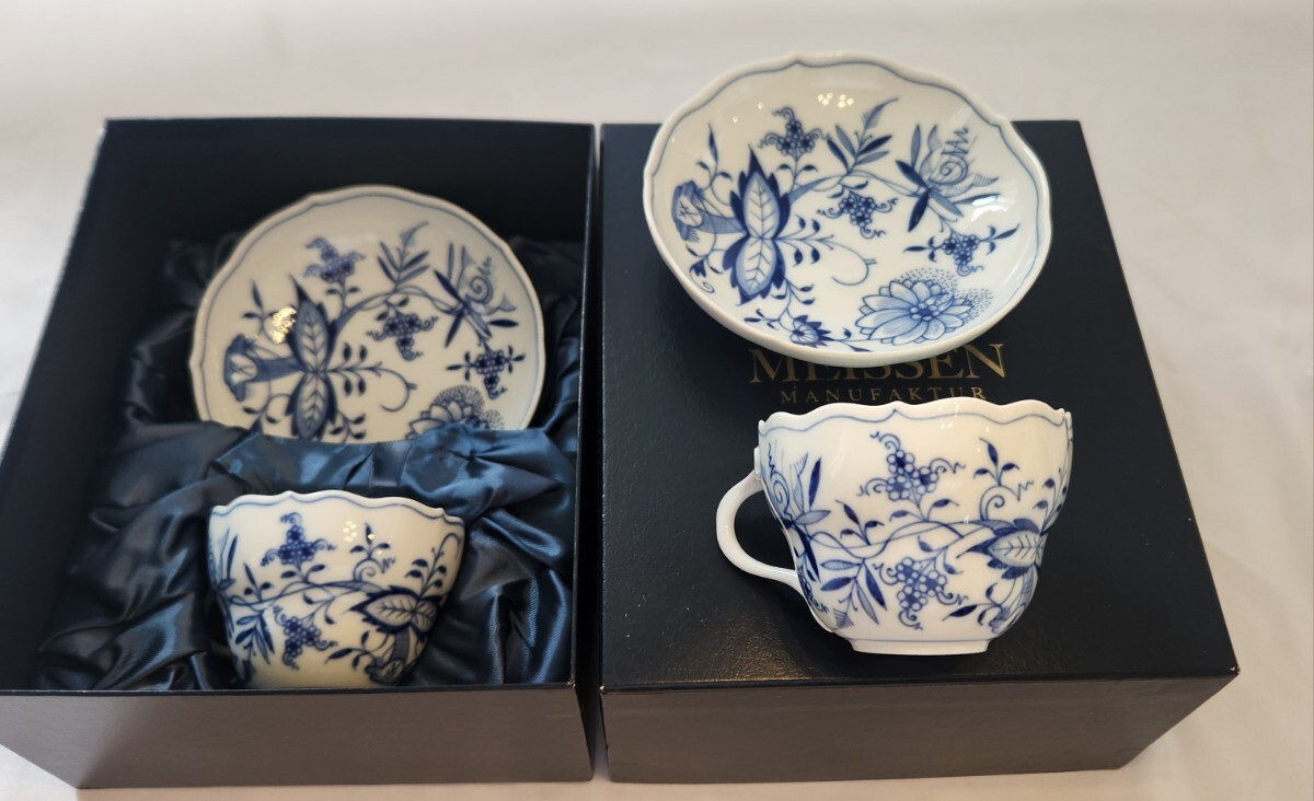 【未使用】Meissen ブルーオニオン カップ＆ソーサー２客セット
