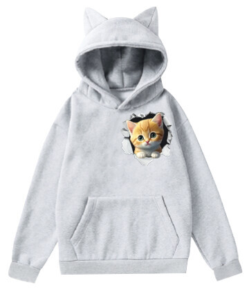 ★値下げ！パーカー　　ねこ　　グレー　　XL