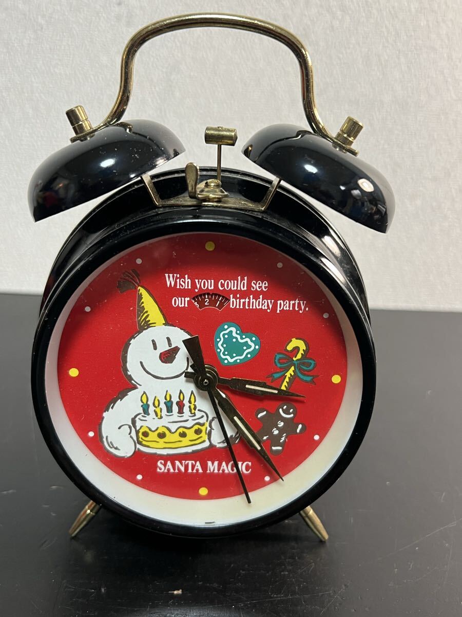 SANTA MAGIC 置時計 目覚まし時計 ツインベル式 手巻き 昭和レトロ