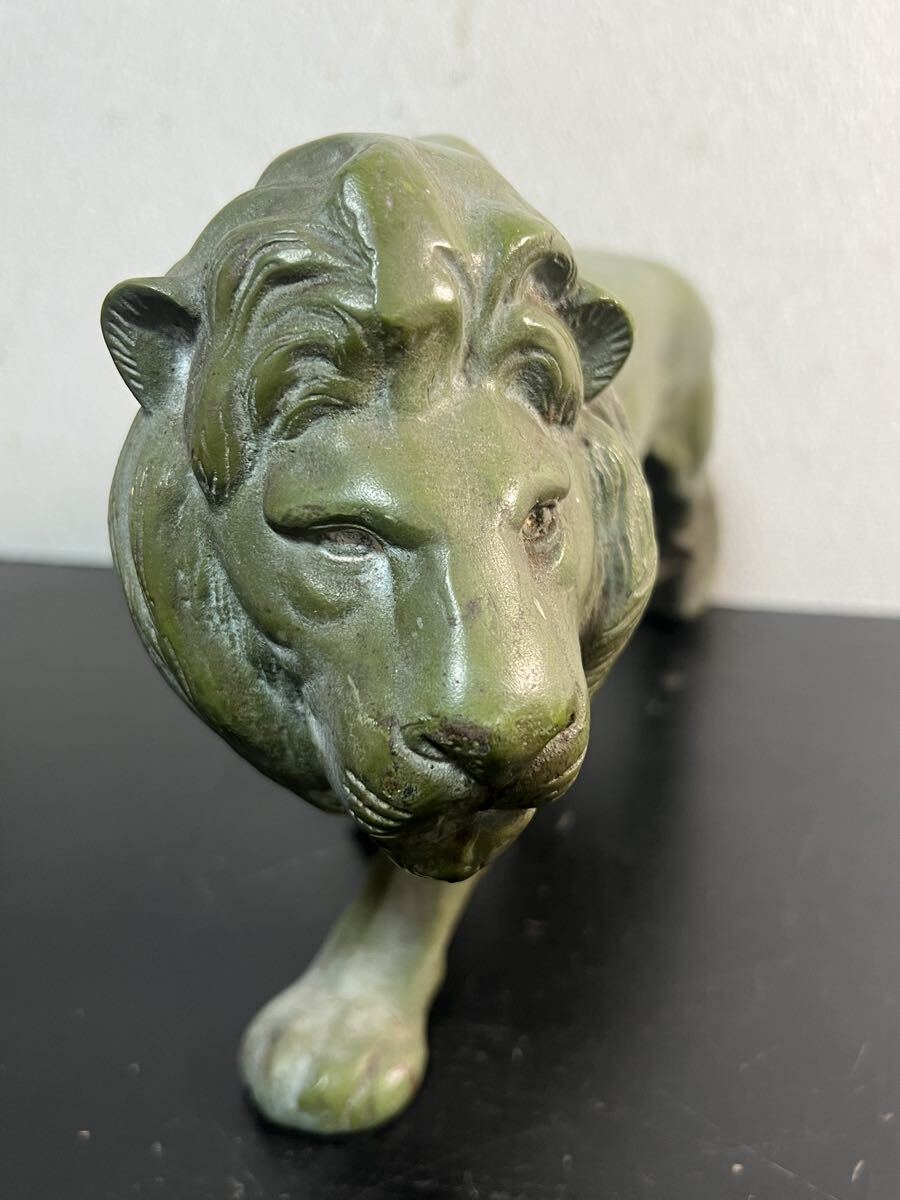 獅子 置物 緑石風 彫刻 オブジェ インテリア 縁起物