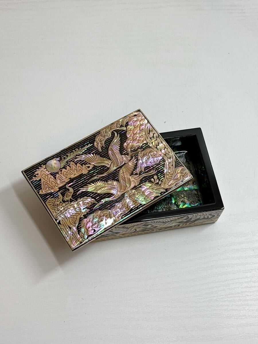 2746 螺鈿細工 韓国 螺鈿 小物入れ ジュエリーボックス アクセサリーケース 漆器 伝統工芸品 現状品