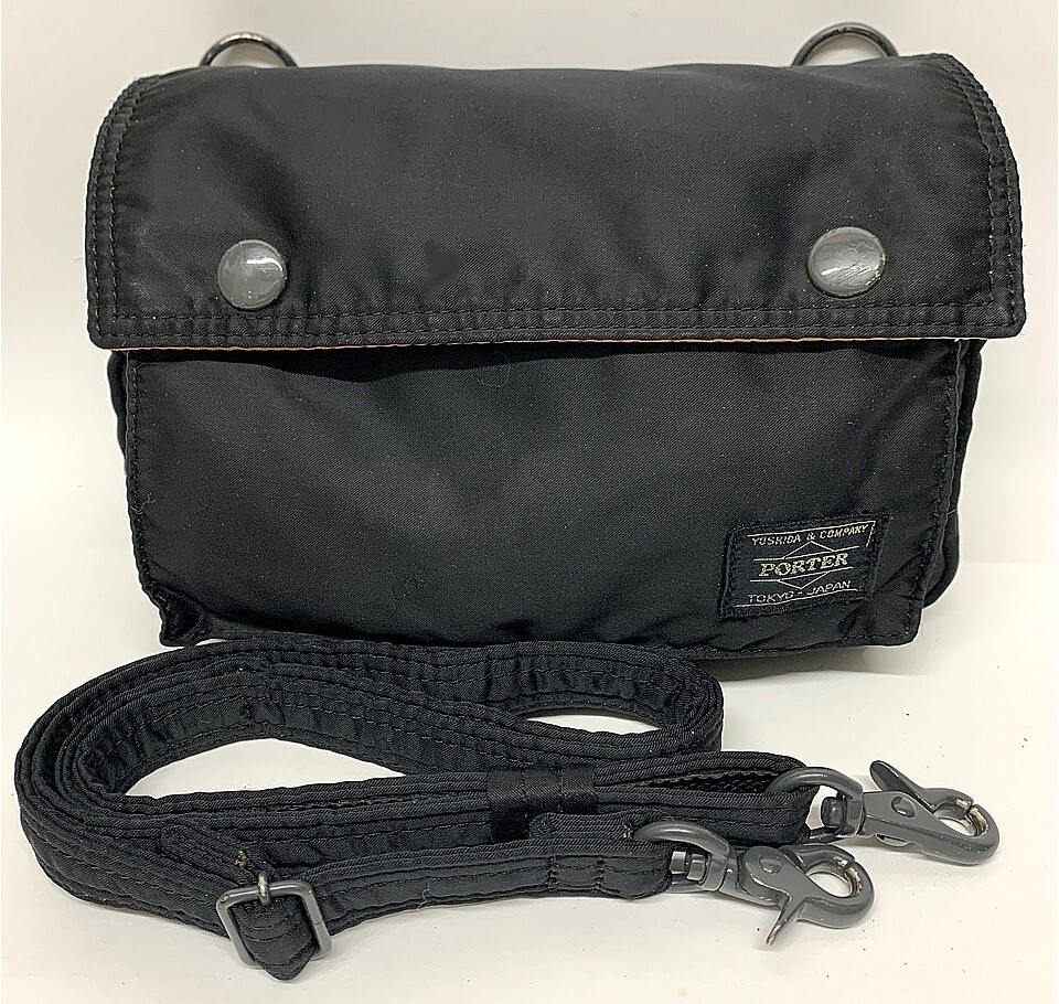 良品 PORTER ポーター TANKER タンカー 吉田カバン フラップ ミニショルダーバッグ ウォレット ブラック 12時間以内に発送