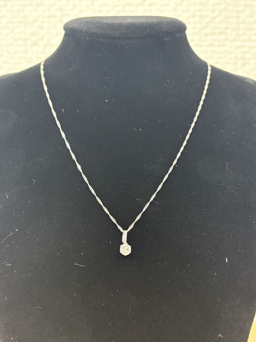 6A14 K18 WG 750 ネックレス ダイヤ 0.3ct ネジリ チェーン 総重量約 1.1g 長さ約 40cm