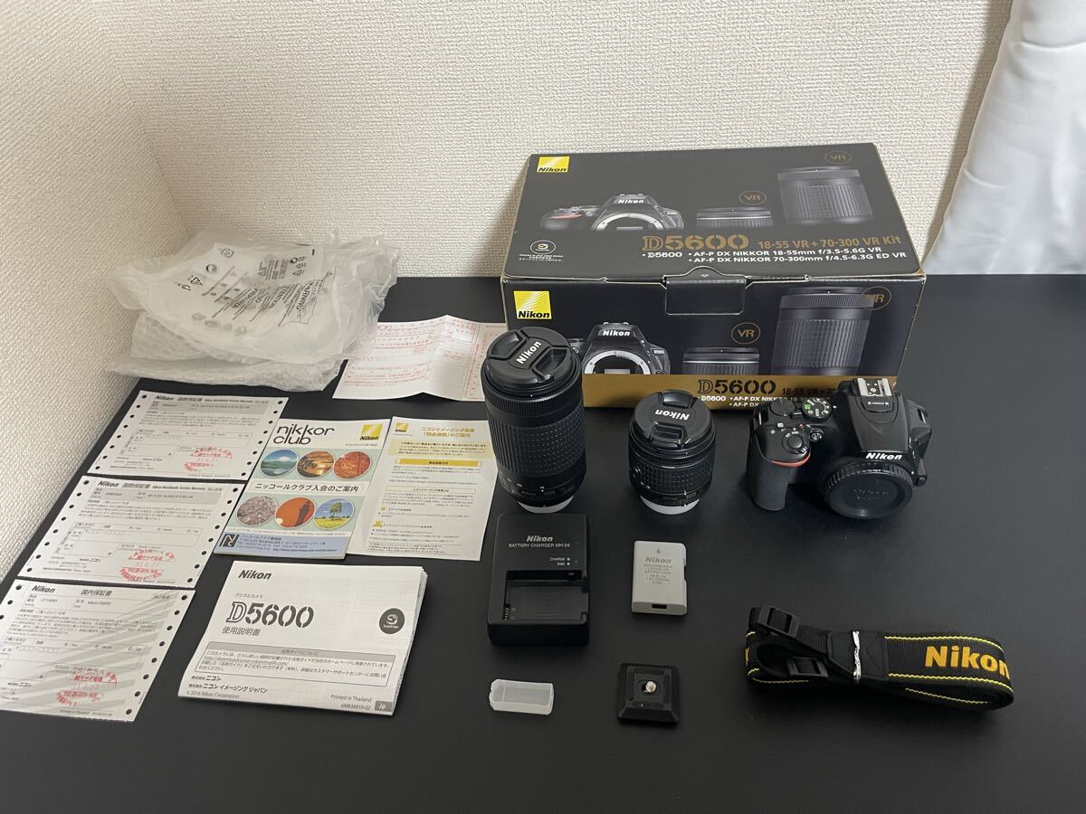 80【1円〜 売り切り】 ニコン Nikon D5600 ダブルズームキット デジタル 一眼レフカメラ レンズ2個 VR 18-55mm 70-300mm 動作未確認 現状品