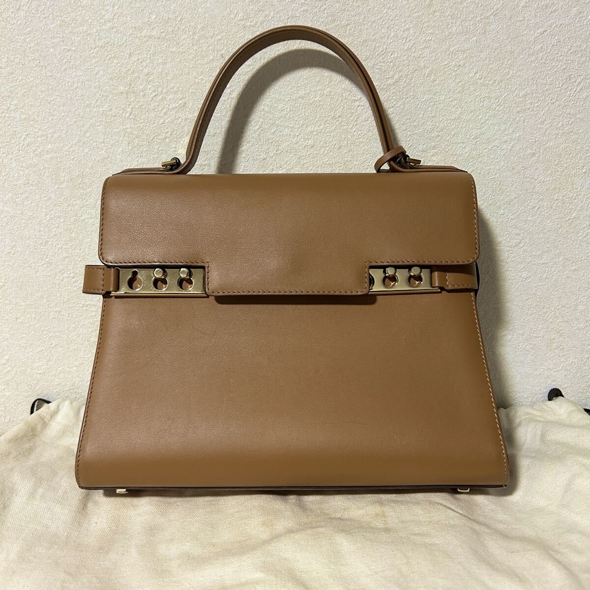 美品 DELVAUX デルボー タンペートMM ハンドバッグ ブラウン