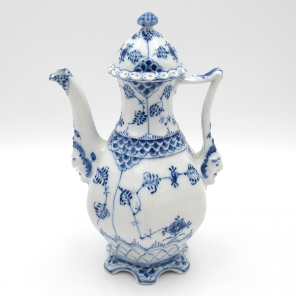 1円〜 Royal Copenhagen ロイヤルコペンハーゲン ブルーフルーテッド フルレース コーヒーポット スクラッチ有