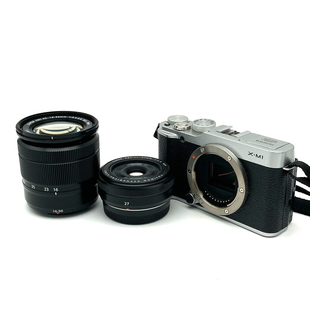 1円〜 FUJIFILM フジフイルム X-M1 ダブル レンズキット シルバー ミラーレスカメラ 動作確認済