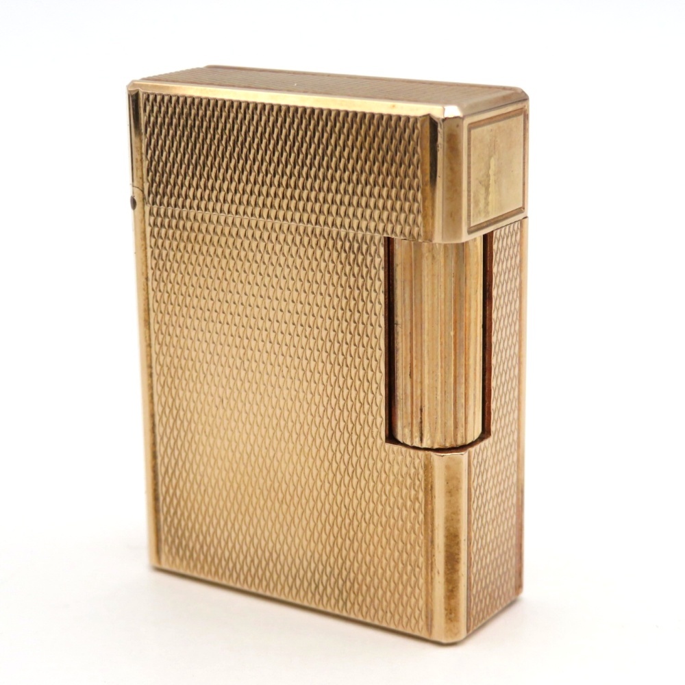 1円〜 S.T.Dupont デュポン ライン1 ショート ゴールド 20u ガスライター 喫煙具 着火未確認 ケース付