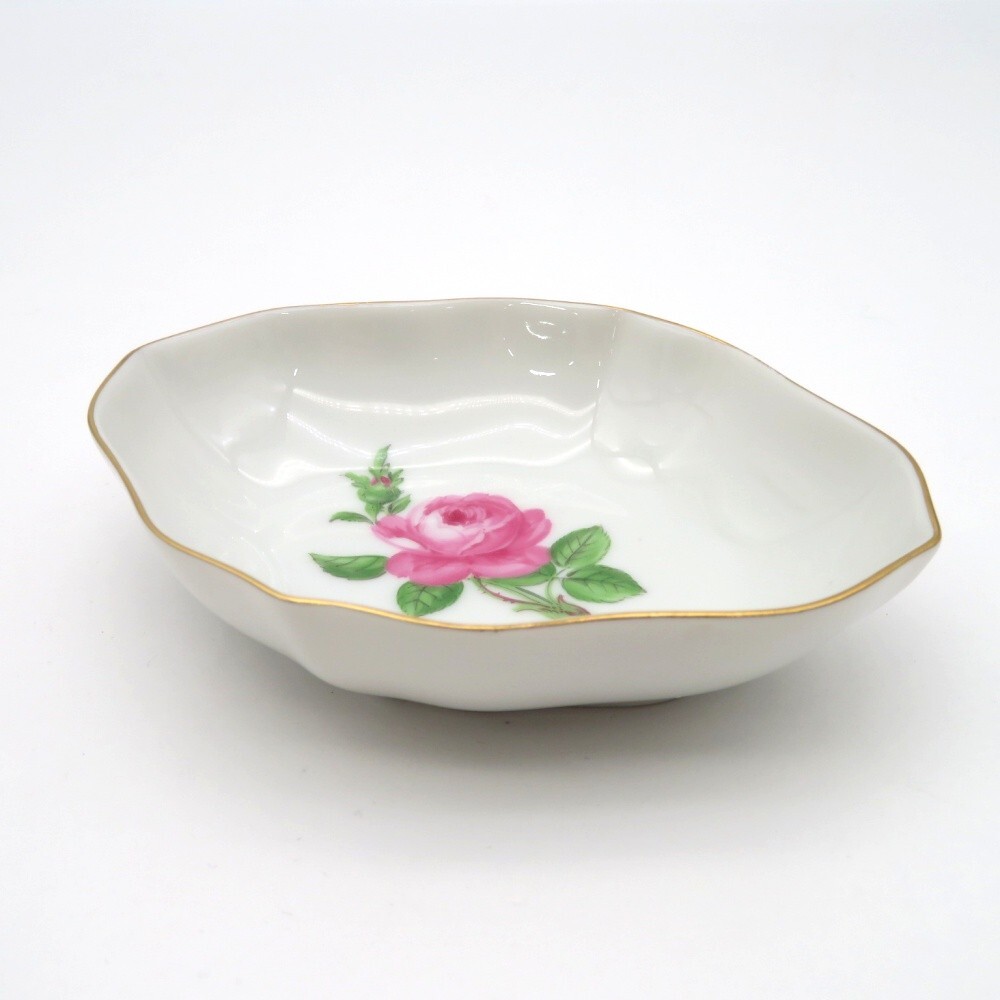 1円〜 Meissen マイセン ピンクローズ スモールディッシュ 小皿