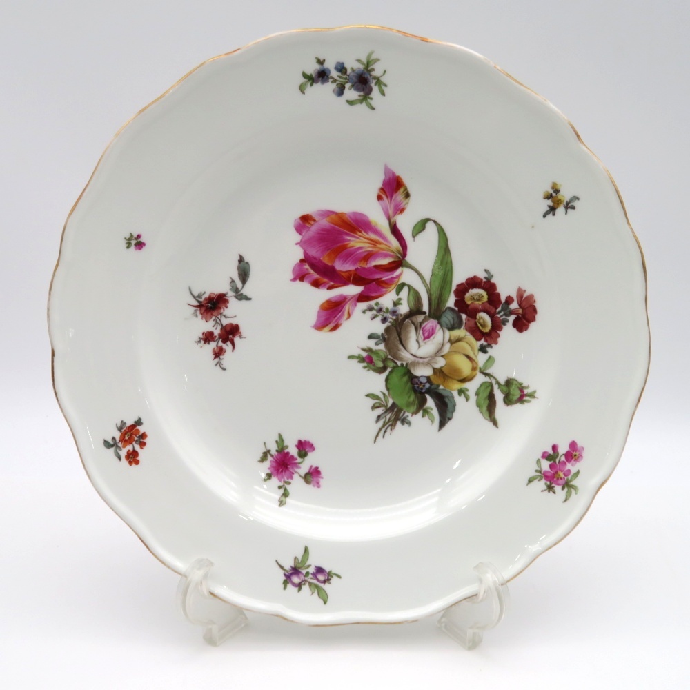 1円〜 Meissen オールドマイセン フラワー 金彩 ボタン剣 プレート スクラッチ有