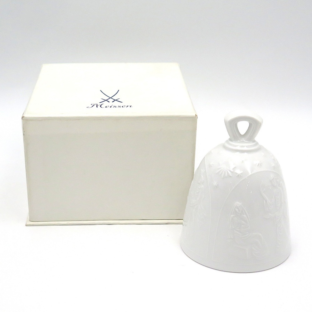 1円〜 Meissen マイセン オーナメント ベル キリスト 白磁 箱付