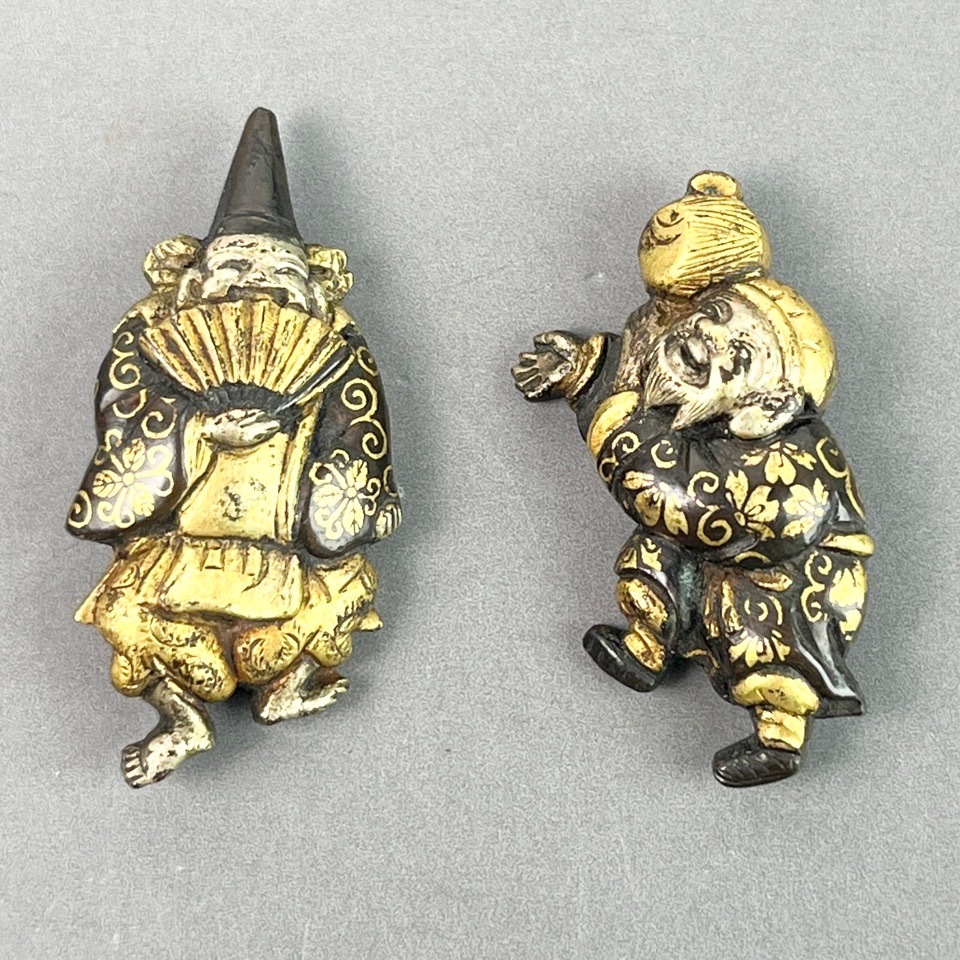 刀装具 目貫 人物図 象嵌 時代物 骨董