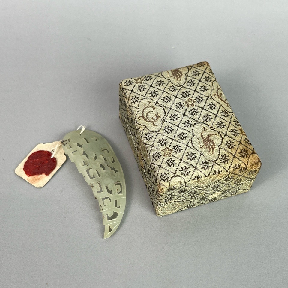 中国古玩 翡翠 玉佩 蝋印 箱付 装身具 時代 骨董・民芸品