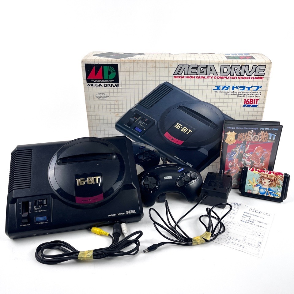 1円~ SEGA MD メガドライブ 本体 戦場の狼2 ソフト セット 動作確認済 箱付 ゲームハード おもちゃ