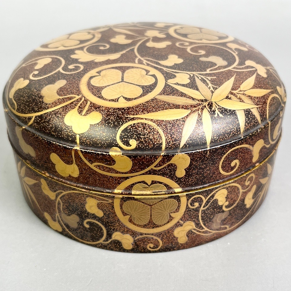 時代 唐草蒔絵 鶴亀高蒔絵 蓋物 漆器 古美術 骨董