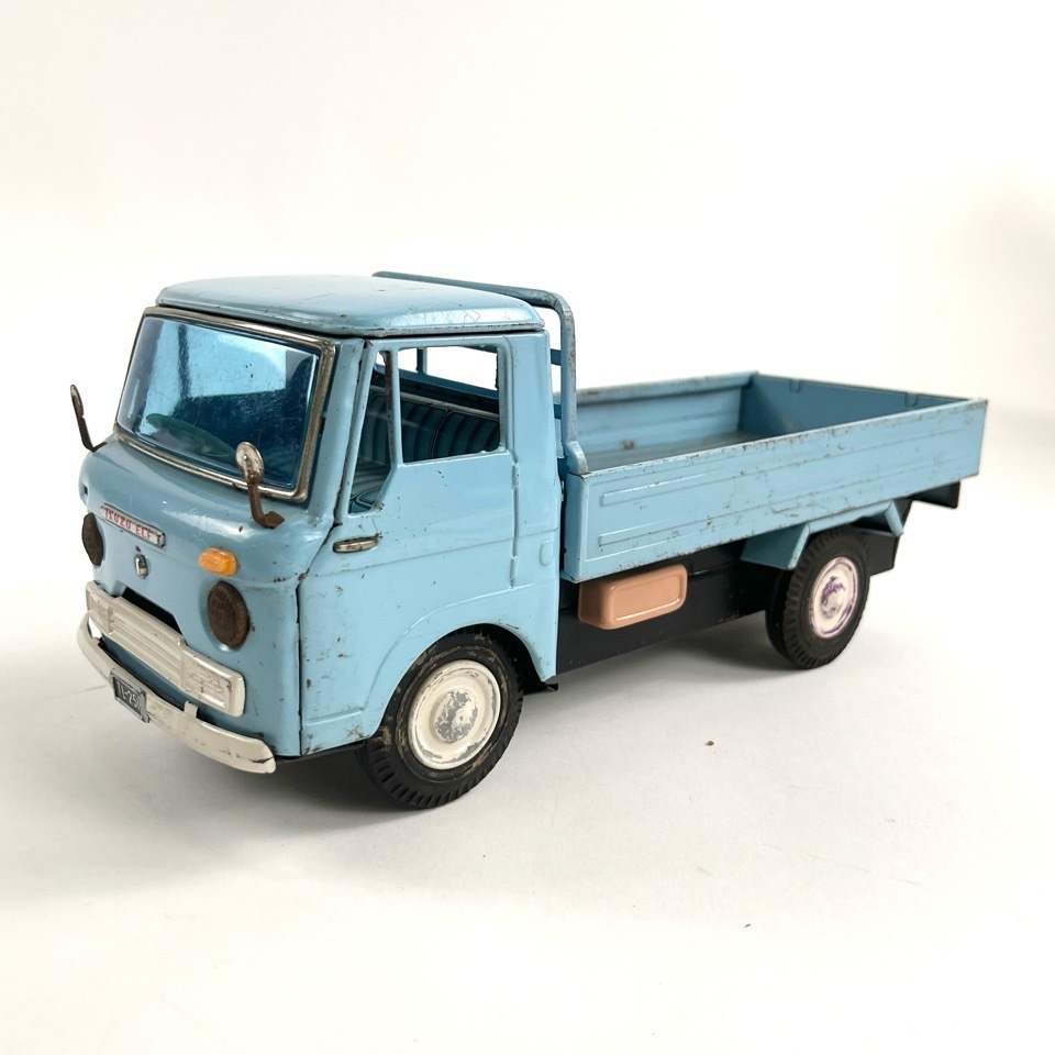 旧バンダイ 萬代屋 初代 いすゞ エルフ ブリキ 水色 当時物 現状品 昭和レトロ 自動車 トラック ビンテージ おもちゃ・玩具
