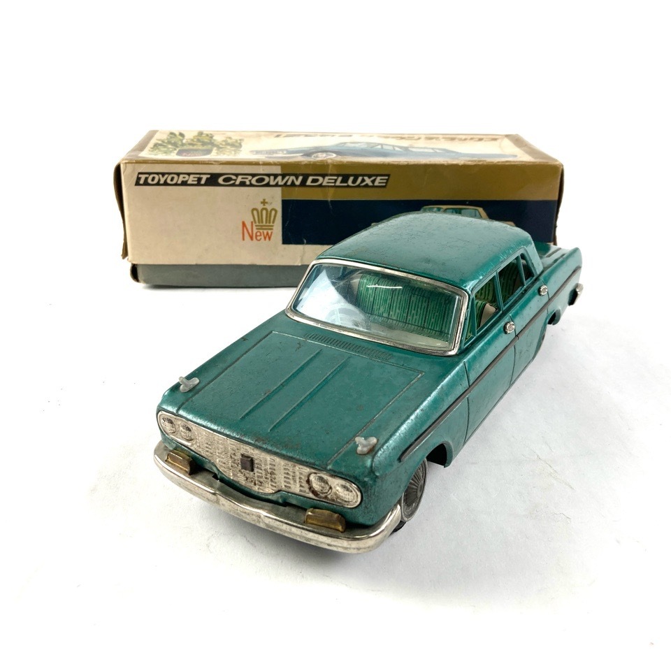 ATC アサヒ玩具 ブリキ モデルペット トヨペット クラウン デラックス 青 箱付 昭和レトロ 当時物 模型 おもちゃ