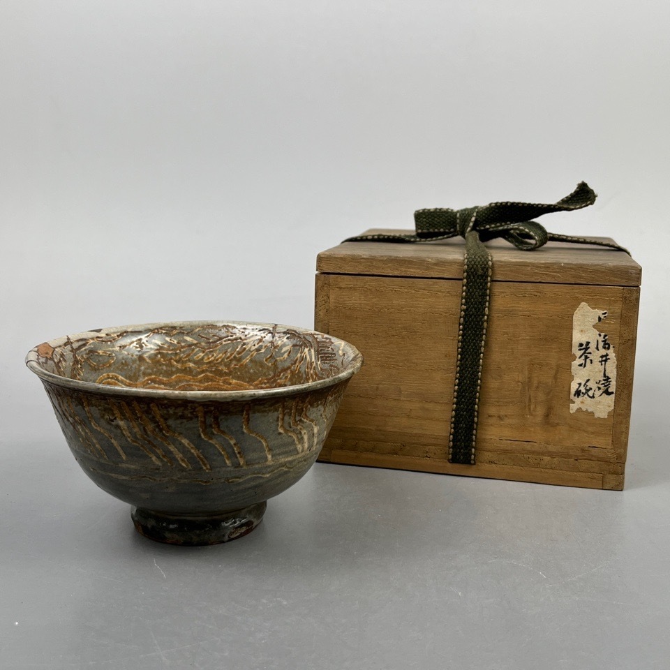 時代 御深井焼 茶碗 賞賜印 箱付 茶道具 金継有 骨董