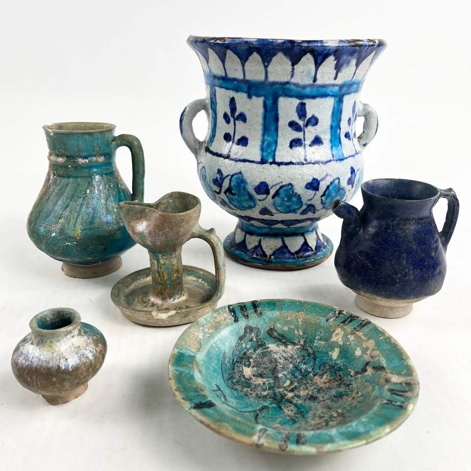 古代〜中世 オリエント ペルシア イラン 出土品 彩文土器 青釉銀化土器 まとめ 考古学 陶磁器 ※同梱不可 骨董